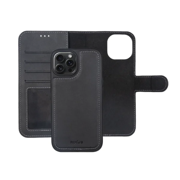 Rixus Duo Magnetic Detachable Wallet For Apple iPhone 14 Pro Black