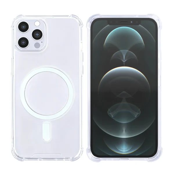 Rixus Anti-Burst Case With MagSafe Compatible For Apple iPhone 12, 12 Pro Transparent