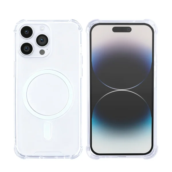 Rixus Anti-Burst Case With MagSafe Compatible For Apple iPhone 14 Pro Transparent