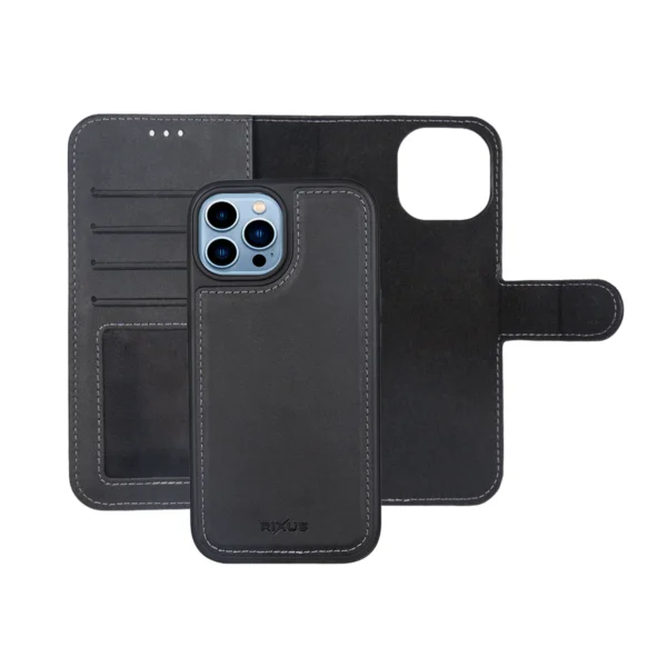 Rixus Duo Magnetic Detachable Wallet For Apple iPhone 13 Pro Black